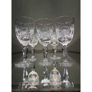 Vintage Czech Crystal Stemmed Shot Glasses – Set of 5